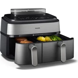 Philips 5000 Series Steam Airfryer Dual Basket NA555/00 Silber/Edelstahl