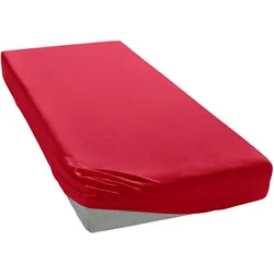 Spannbettlaken ELEGANTE "Mako-Jersey", rot, B:180-200cm L:200-220cm, Mako-Jersey, Obermaterial: 97% Baumwolle, 3% Elasthan, Laken, in hochwertiger Qualität mit Elasthan-Anteil