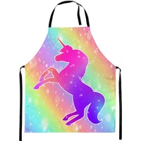 Kinderschürze Kind Malschürze Kunstkittel Kochschürze Apron Werkschürze mit einem Fullprint motiv Regenbogen Full Unicorn [074]