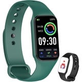 IOWODO Smartwatch Damen Herren Oximeter Herzfrequenz Schlaf Schrittzähler Smartwatch mit Benachrichtigung, SpO2, Wasserdicht IP68 für Android IOS (Grün)