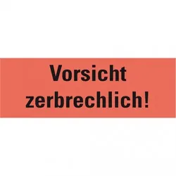 Dreifke® Hinweisetikett Vorsicht zerbrechlich!, leuchtrot, Haftpapier, perm.170x60mm, 250/RO