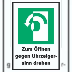 HB-Druck Zum Öffnen gegen Uhrzeigersinn drehen A2 (420x594mm) Schild