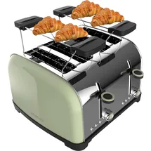 Cecotec Vertikaler Toaster Toastin' time 1700 Double Green, 1700W, Doppelter kurzer und breiter Schlitz 3,8 cm, Obere Stäbe, Edelstahl, Automatische Abschaltung und Pop-up-Funktion, Krümelablage