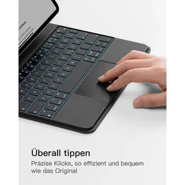 Inateck Magic Keyboard,Tastatur Hülle für iPad Air 6 11 Zoll 2024,iPad Air 5/4,iPad Pro 11 Zoll (4/3/2/1),3-Zonen 7 Farben Beleuchtung,Magnetisches Schwebendes,Vollflächiges Touchpad,QWERTZ,KB09117