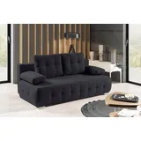 werk2 Schlafsofa Indigo Bettsofa mit Bettkasten, Breite 205cm, hochwertige Verarbeitung, 2-Sitzer Sofa und Schlafcouch mit Federkern & Bettkasten schwarz