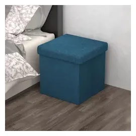 Intirilife Faltbare Sitzhocker 30x30x30 cm in OZEAN BLAU - Sitzwürfel mit Stauraum aus Stoff mit Mulden