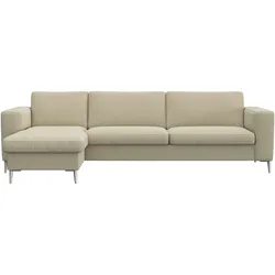Ecksofa FLEXLUX "Fiore, super Sitzkomfort durch Kaltschaum im Sitz, L-Form", beige (sandy beige), B:262cm H:85cm T:92cm, 100% Polyester, Sofas, breite Armlehnen, Kaltschaum, Füße Alu