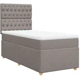 vidaXL Boxspringbett mit Matratze Taupe 100x200 cm Stoff