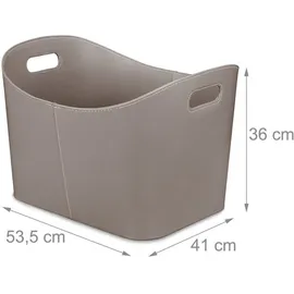 Relaxdays Holzkorb Kunstleder 53,5 x 36 x 41 cm Grau