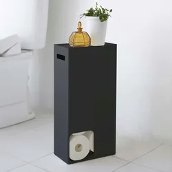 Yamazaki Toilettenpapier Aufbewahrung für Klopapier WC-Rollen Ersatzrollen Toilettenrollen schwarz 23x48x12cm