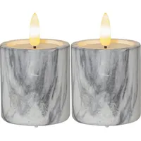 Star Trading LED Kerze Marmoroptik 9 cm grau 2 St.