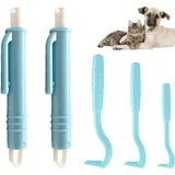 Famanu Zeckenentferner - 3 Zeckenhaken und 2 Zeckenzangen Set, schmerzarmer Entferner für Hunde, Katzen und Menschen (Blau)