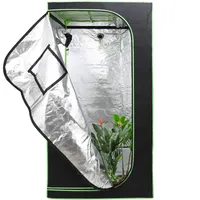 Fiqops Growzelt, 600D Oxford 100x100x120cm Grow Tent, Grow Box mit Beobachtungsfenster Lichtdicht und Wasserdicht Growschrank, Luftig Gewächshaus Growroom für Homegrowing, Indoor-Anbau