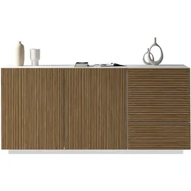 INOSIGN Sideboard »Vega Sideboard,Kommode,180 cm« mit 2 Türen und 3 Schubladen,Fronten mit Rillen-Optik weiß