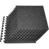 Vevor 12 x Puzzlematte Bodenschutzmatte 610 x 610 x 14 mm, Hochdichte EVA-Schaumstoffmatte, Ineinandergreifende Fitnessmatte Gymnastikmatte Sportmatte, Trainingsmatte (Schwarz) mit Grauen Punkten