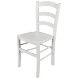 t m c s Tommychairs - Stuhl Venezia für Küche und Esszimmer, Robuste Struktur aus lackiertem Buchenholz im Farbton Weiss (deckend) und Sitzfläche aus Holz