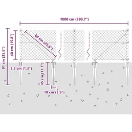 vidaXL Zaunpfosten 10 x 0,4 m Grün/Stahl