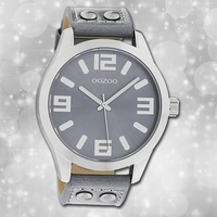 Oozoo Damenuhr Timepieces C1060 grau Lederarmband Quarz Analoguhr UOC1060A