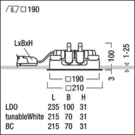 zumtobel P-INF Q190L Deckeneinbauleuchte