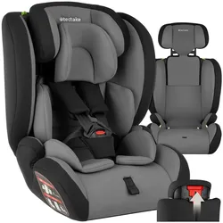 tectake® Autositz, mit Seitenaufprallschutz, zugelassen nach ECE R129/03, längenverstellbarer 5-Punkt-Gurt, höhenverstellbare Kopfstütze, von 76 bis 150 cm, Belastbarkeit 36 kg