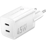 forcell Forcell, F-ENERGY Mini GaN III VT-36B Reise-Ladegerät 45W 2× USB-C, Weiß