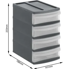 Rotho Schubladenbox Systemix Tower XS 4-tlg. grau