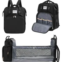 barmøya Wickelrucksack 2-in-1 Rucksack | Wickelablage | wasserabweisend, geräumig, mit Laptopfach isolierte Flaschenhalterungen, schwarz | BM-4 - Schwarz