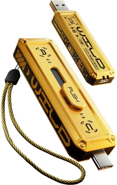 MOVESPEED USB-stick – 512 GB, dual-schnittstelle (USB 3.2 Gen 2×1 & Type-C), lesegeschwindigkeit bis zu 1090 MB/s / schreibgeschwindigkeit bis zu 1030 MB/s, gehäuse aus zinklegierung, mechanisches design, gelb, YSUWD10-512GSY