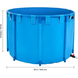 Vevor Fischteich aus Pvc, Fischtank mit 1700 L Fassungsvermögen, faltbares Koi-aquarium, rundes Fischbecken mit stabilem Rahmen & Ablassventil, f...