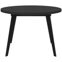 Esstisch Wels (Esstisch, Tisch), rund, ausziehbar bis zu 155 cm, Schwarze Beine aus Metall schwarz