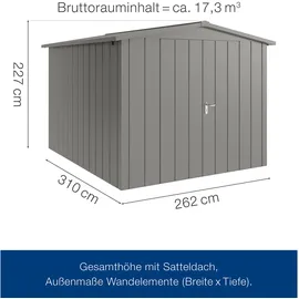 hörmann stauraumsysteme Juno Gerätehaus 2,62 x 3,10 m Grau