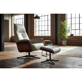 KAWOLA Relaxsessel FERREIRA Leder 78 x 106 x 78 cm grau mit Hocker