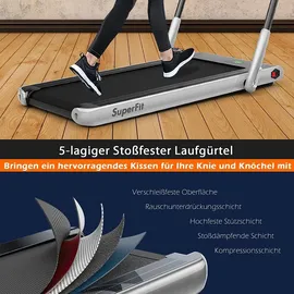 Goplus 2 in 1 Klappbares Laufband, kompaktes Laufmaschine mit 1-12 KM/H Geschwindigkeit, mit Fernbedienung oder App, Led-anzeige & Bluetooth für Büro & Zuhause, bis 120 kg belastbar