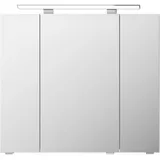 Saphir Badezimmerspiegelschrank »Serie 4010 Badezimmer-Spiegelschrank inkl. LED-Aufsatzleuchte«, Badschrank 80 cm breit, 3 Türen, 6 Glas-Einlegeböden, inkl Türdämpfer