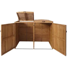 Mendler XL 2er-/4er-Mülltonnenverkleidung HWC-H74, Mülltonnenbox, erweiterbar 126x158x98cm Holz ~ braun