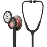 3M Littmann Classic III Stethoskop zur Überwachung, 5870, regenbogenfarbenes Bruststück, Schlauchanschluss und Ohrbügel in Schwarz, schwarzer Schlauch, 69 cm