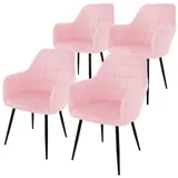 ECD Germany Esszimmerstuhl Samt rosa 4er Set