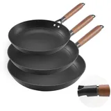 Vevor Gusseisenpfanne Pfannen-Set 3-tlg. 20,5 cm + 26,5 cm + 31 cm