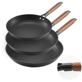 Vevor Gusseisenpfanne Pfannen-Set 3-tlg. 20,5 cm + 26,5 cm + 31 cm