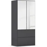 Rauch Drehtürenschrank Costa 91 x 197 x 54 cm Grau/Schwarz