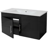 MCW Waschbecken + Unterschrank MCW-D16, Waschbecken Waschtisch, MVG-zertifiziert, hochglanz 90cm ~ schwarz