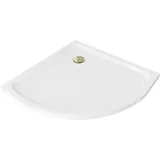 Mexen Flat Halbrunder Duschwanne Slim 70 x 70 cm, Weiß, Siphon Gold - 41107070g