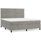 vidaXL Boxspringbett mit Matratze Hellgrau 160x200 cm Samt