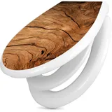 banjado Familien WC Sitz mit Absenkautomatik 44,9x37,1cm - Klobrille mit Kindersitz aus hochwertigem Polypropylen - Toilettendeckel mit Kinder Toilettensitz integriert - Motiv Trockenes Holz