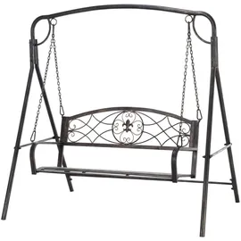 Outsunny Gartenschaukel Schwarz 2-Sitzer