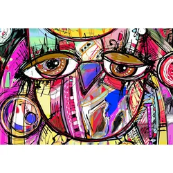 Fototapete PAPERMOON "Abstrakt Gesicht", bunt, B:4,50m L:2,80m, Vlies, Tapeten