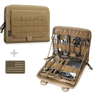 WYNEX Taktische faltbare Admin-Tasche, MOLLE-Werkzeugtasche mit lasergeschnittenem Design, Utility-Organizer, EDC-Medizintasche, modulare Taschen, taktische Befestigung, Hüfttasche, inklusive US-Patch