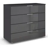 Rauch Kommode »Sideboard Schubladenkommode Schubladenkommode AGORDO mit Glasfront«, (in zwei Griff-Farben), Breite 93 cm mit 4 großen Schubladen für viel Stauraum MADE IN GERMANY, grau