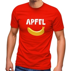 MoonWorks Print-Shirt Herren T-Shirt lustiger Aufdruck Apfel Banane Witz Scherz Fun-Shirt Spruch lustig Moonworks® mit Print rot XL