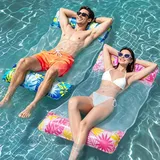 Luftmatratze Pool 2er Set 4-in-1 Wasserhängematte Aufblasbar Blau Pink 140x70